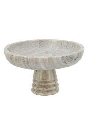 R16 Home Marble Ribbed Pedestal Bowl in Natural Gray at Nordstrom Rack