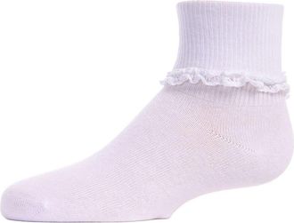 MeMoi Eyelet-Ruffle-Trim Ankle Sock in White at Nordstrom, Size 6-12M