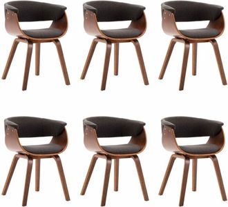 vidaXL Vidaxl - Sillas De Comedor 6 Uds Madera Curvada Gris Y Tela