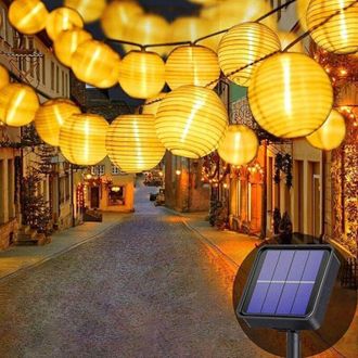 OEM Guirnalda De Luces Solares Para Exteriores - 7 M - 50 Faroles Led - Resistente Al Agua - Iluminaci&oacute;n Solar Para Jard&iacute;n, Balc&oacute;n, Patio, Bodas, Navidad,
