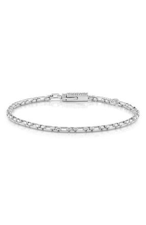 Crislu Layer Up Box Chain Bracelet in Pure Platinum /Clear Stone at Nordstrom, Size 7.5