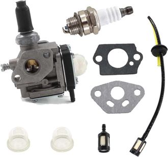 OEM Kit De Carburador Con Buj&iacute;a, Filtro De Combustible Y Kit De Mangueras Para Desbrozadoras Kawasaki Th43, Th48 Y Kbh48a