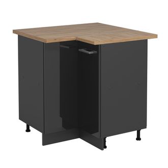 Vicco Armario De Esquina R-line, Antracita Alto Brillo, 75.6 Cm, Et Roble