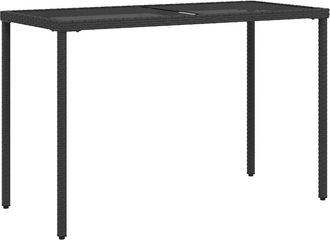 vidaXL Mesa De Jard&iacute;n Superficie De Vidrio Rat&aacute;n Pe Negro 115x54x74 Cm Vidaxl