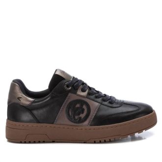 Xti Womens Leather Trainer Sneakers In Black