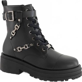 Andrea Womens Lace-Up Combat Boot In Black
