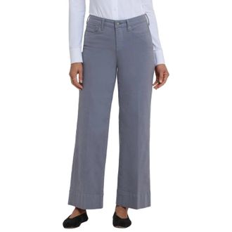 NYDJ Teresa Jeans Womens Shadow Blue Denim Mid Rise Wide Leg Ankle GBO3877