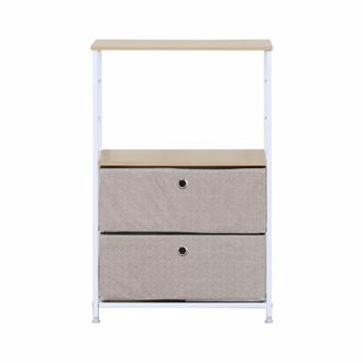 Mobili Rebecca Mueble de almacenamiento con 1 estante y 2 cajones de metal y tela