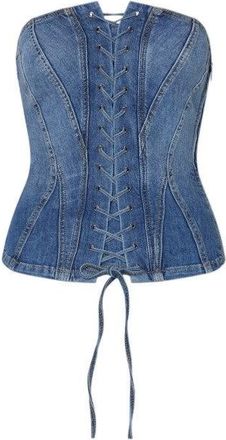 Liu Jo Structured Light Stonewash Denim Bustier Top