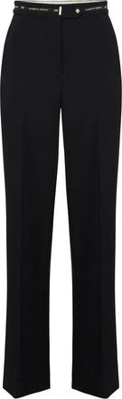 Elisabetta Franchi Lichtgewicht Cr&ecirc;pe Palazzo Broek - Dames - Wijde Broeken - Zwart - XL - Polyester - Broeken
