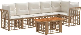 vidaXL Conjunto De Sof&aacute;s De Jard&iacute;n 7 Uds. Natural Y Crema Vidaxl