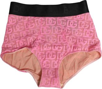 Dolce & Gabbana Womens Pink Cotton Dg Logo High Waist Girdle Underwear Black Elastane Nylon Clothing