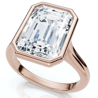 Pompeii3 3Ct Emerald Cut Bezel Solitaire Diamond Engagement Ring 14k Gold or Pt Lab Grown