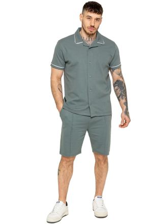 Enzo Jeans | Heren Biesjes Shirt & Korte Broek Tracksuit Set