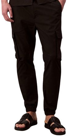 Calvin Klein Mens Skinny Fit Elastic Ripstop Cargo Trousers, Black (Black), M