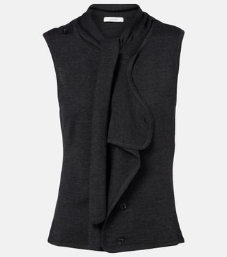 Christophe Lemaire Gilet asimmetrico in misto lana