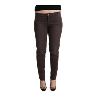 Ermanno Scervino Slim-fit Trousers, female, Brown, Size: W29 Brown Cotton Low Waist Slim Fit Pants