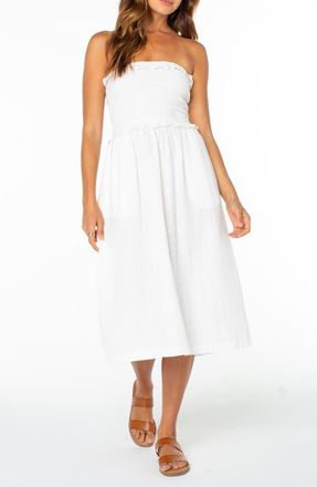 Roxy Avalon Strapless Midi Dress in Cloud Dancer at Nordstrom, Size X-Large