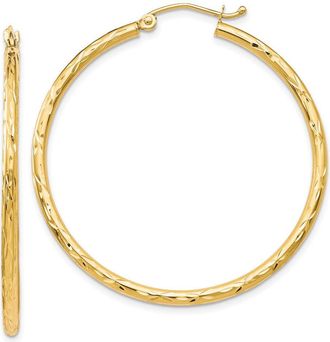 Diamond2Deal 10K Yellow Gold Round Hinged Hoop Earrings