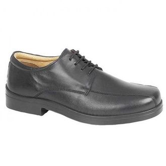 Roamers MILTON Mens Leather Tramline Gibson Shoes Black - Size UK 12