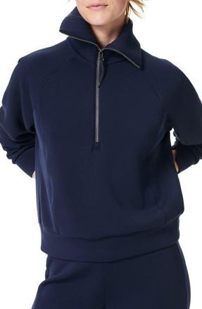 Spanx AirEssentials Half Zip Sweatshirt in Timeless Navy at Nordstrom, Size X-Large