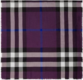 Burberry raw-cut checked scarf - unisex - Silk/Cashmere - OS - Purple