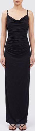 Coperni Long Draped Sheath Dress with Square Neckline and Off-the-Shoulder Straps