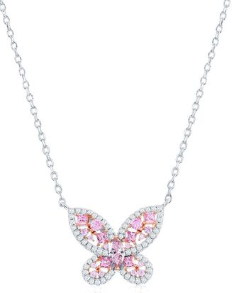 Suzy Levian Suzy Levian Gala Collection Silver CZ Butterfly Necklace