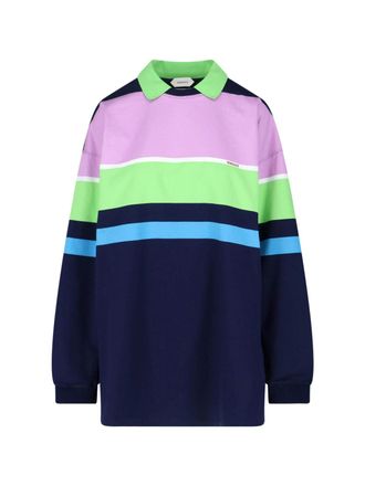 Versace Multicolor Striped Cotton Mini Dress