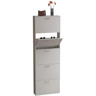 ebuy24 VCM Estante de madera Kipper Estante de zapatos Gabinete de zapatos Tipper 5 Sulos XL (blanco)