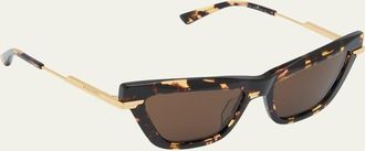 Bottega Veneta Logo Mixed-Media Cat-Eye Sunglasses