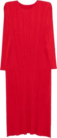 Pleats Please Issey Miyake Midi-jurk met lange mouwen - Rood