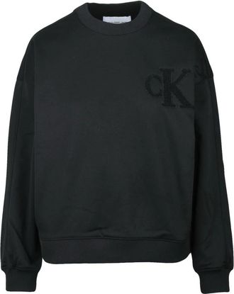 Calvin Klein Jeans Felpa Girocollo - Dames - Sweatshirts - Zwart - S - Polyester - Hoodies & sweatvesten