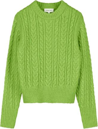 Fab By Fabienne Chapot Kabeltrui - Dames - Ronde hals truien - Groen - S - Wol - Truien & Vesten