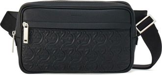 Ferragamo Gancini-embossed leather bag - men - CALFSKIN/Fabric - One Size - Black