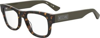 Moschino Eyeglasses Square Full Rim, Havana Frame And Clear Demo Lenses Lens Mos646008600