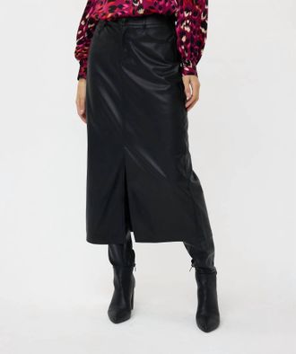 Esqualo Vegan Leather Skirt In Black