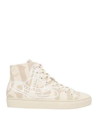 Vivienne Westwood Orb-Motif Lace-Up High-Top Sneakers for Women in Beige Canvas