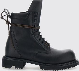 Rick Owens Anfibi combat in pelle di vitello liscia con suola carrarmato