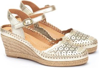 Pikolinos Pikolinos VILA W9Y Amarillo Leather Laser Cut Wedge Sandals ZOGG2712