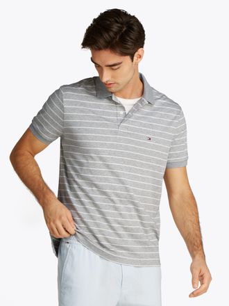 Tommy Hilfiger Poloshirt TOMMY HILFIGER LIQUID COTTON REG SEASONAL POLO, Herren, Gr. XL, grau (light grau heather, ecru), Jersey, Obermaterial: 100% Baumwolle, norma