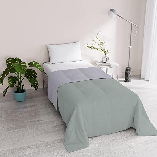 MB Home Italy Sommersteppdecke „Elegant“ – Beidseitig Dunkelblau/hellgrau, 260x270 Cm, 100% Mikrofaser