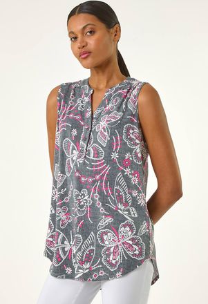 Roman Textured Print Vest Top