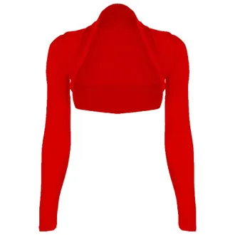 Generic LADIES LONG SLEEVE PLUS SIZE BOLERO SHRUG TOP WOMENS OPEN CARDIGAN TOP SIZE 8-26 (UK Size M/L 12-14, Red)