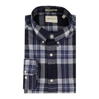 GANT Overhemden, Heren, Blauw, M, Katoen, Casual Donkerblauw Overhemd
