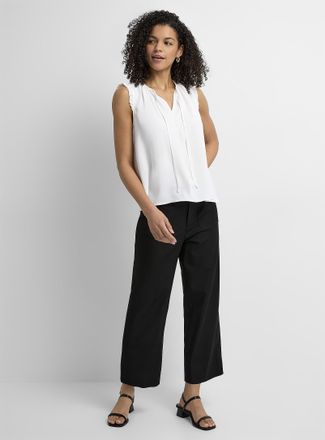 Contemporaine Womens Patch-pocket stretch twill pant Fit: Wide leg, high rise