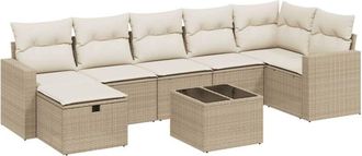 vidaXL Vidaxl - Juego De Sof&aacute;s De Jard&iacute;n Con Cojines Beige 8 Pzas Rat&aacute;n Pe