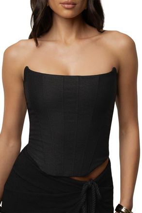JLUXLABEL Fenix Reversible Linen Corset in Black at Nordstrom, Size Small