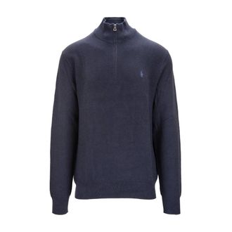Ralph Lauren Turtlenecks, male, Blue, Size: XL Zip Turtleneck Sweater
