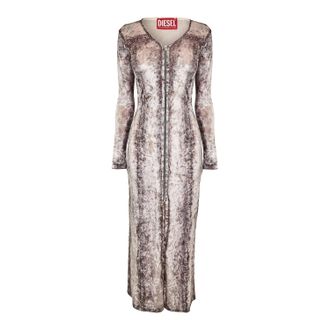 Diesel D-Martel maxi-jurk voor dames (Zwart/Grijs/Denim)